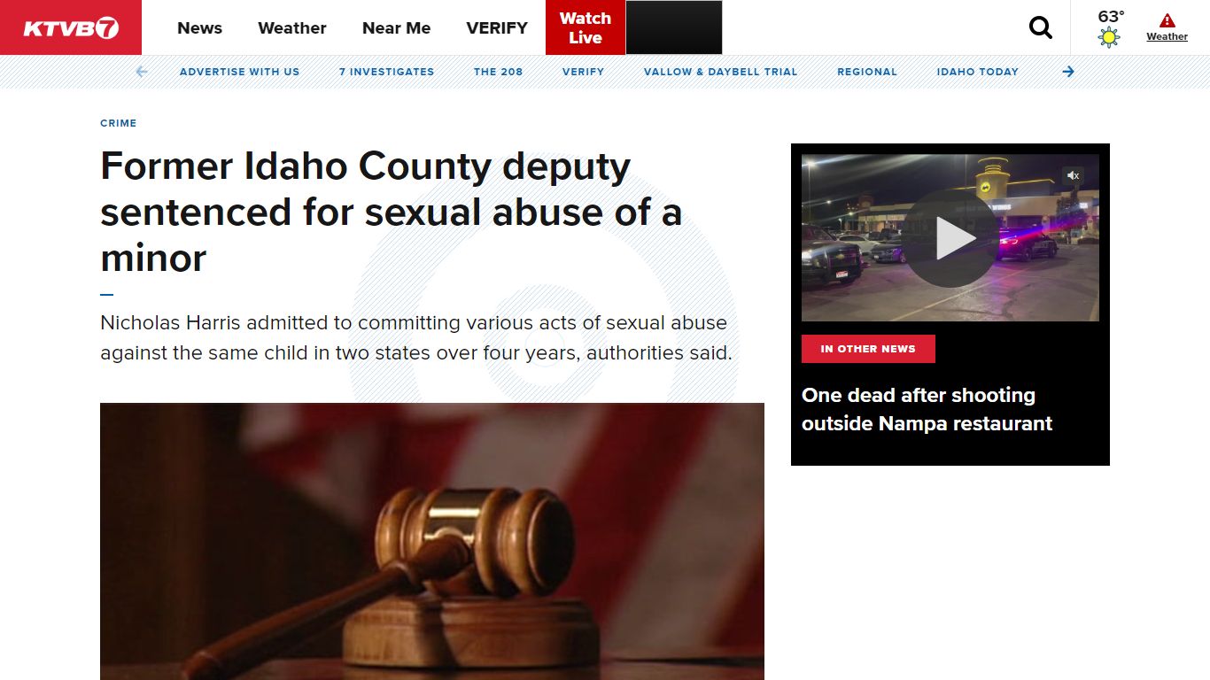 Former Idaho County deputy sentenced for sexual abuse of a minor